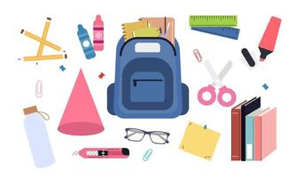 Different stationery for studying illustrations set vector