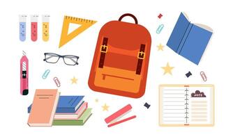Different stationery for studying illustrations set vector