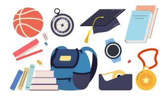 Different stationery for studying illustrations set vector