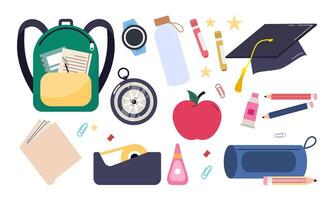 Different stationery for studying illustrations set vector
