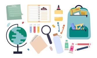 Different stationery for studying illustrations set vector