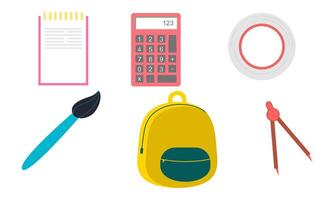 Different stationery for studying illustrations set vector