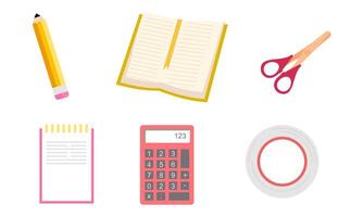Different stationery for studying illustrations set vector