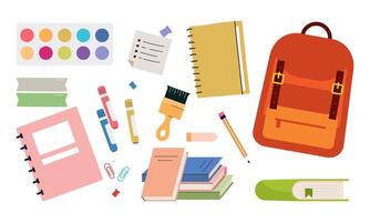 Different stationery for studying illustrations set vector