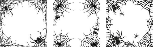 Spider's Web Doodle Set, Hand Drawn Different Kinds Isolated vector