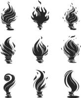 Fire Icon Set - Isolated on White Background vector