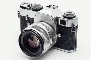 Old camera isolated on white. photo