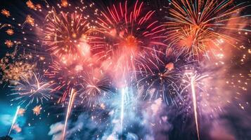 Fireworks in night sky. photo