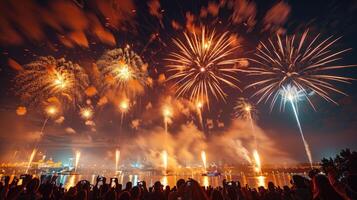 Fireworks in night sky. photo