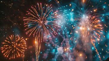 Fireworks in night sky. photo