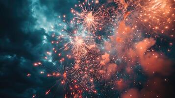 Fireworks in night sky. photo
