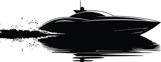 a black and white image of a boat on the water vector