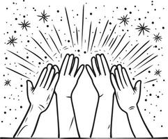 hand drawn of hands up, clapping ovation. vector