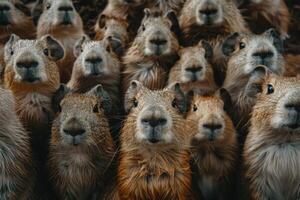 Capybaras against green nature background . photo