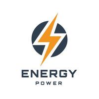 The orange Lightning symbol is placed inside a circle. This design is suitable for companies operating in the field of energy, electric power technology, or renewable energy solutions. vector
