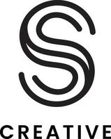 Letter S logo with black curved lines, creating a modern and dynamic look. This design is suitable for companies operating in the creative field, graphic design or art studios vector