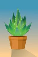An illustration of an aloe vera potted plant with a gradient background vector