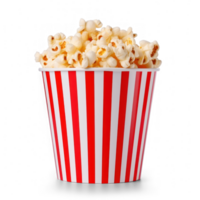 popcorn in a red and white striped bucket on a transparent background png