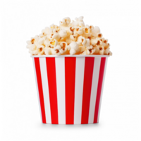 popcorn in a red and white striped bucket on a Transparent background png