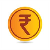 a gold coin with a rupee sign on it that says Indian rupee coin. vector