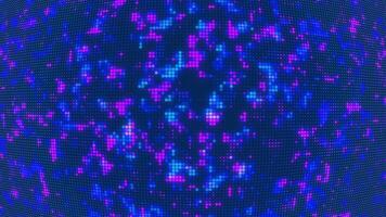 High technology digital motion graphic background animation, square elements and flickering dots on dark background video