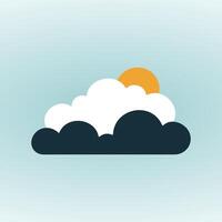clouds and sun icon on blue background vector
