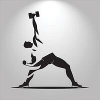 silhouette of a man doing a squat with a dumbbell vector