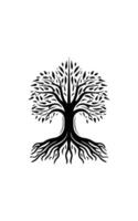 a black and white tree with roots on it vector
