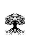 a black and white tree with roots on it vector