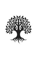 a black and white tree with roots on it vector