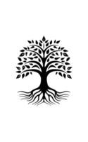 a black and white tree with roots on it vector