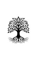 a black and white tree with roots on it vector