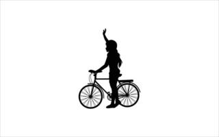 man riding with bicycle silhouette image vector
