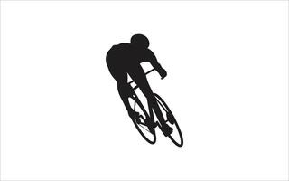 man riding with bicycle silhouette image vector