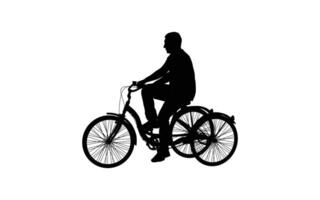 People riding bicycle silhouette image vector