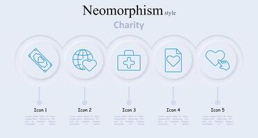 Charity set icon. Heart on money bill, globe with heart, first aid kit, document with heart, heart with hand click, donation, global aid, medical assistance, volunteer work vector