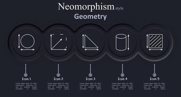 Geometry set icon. Circle, rectangle, triangle, cylinder, square, shape, measurement, geometry, mathematics, angle, neomorphism, symbols, , icon, design, illustration, outline, black, graphic vector