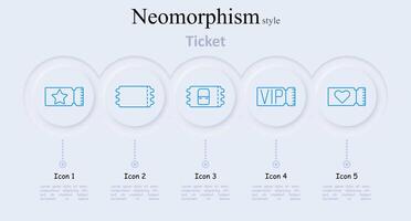 Ticket set icon. Star , regular , 3D glasses , VIP ticket, heart ticket, event admission, special access vector