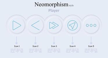Player set icon. Play button, fast forward, next, options, media, controls, , audio, playback, navigation, interface, multimedia, entertainment, streaming, digital, skip, player controls vector