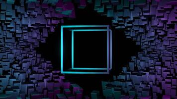 Cyan and Pink Rotation Glossy Cube Frame Background VJ Loop in 4K video