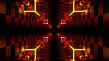 Red and Orange Green Neon Energy on Corners Tunnel Background VJ Loop in 4K video