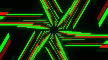 Green and Red Hexagonal Neon Line Moving Lighting Background VJ Loop in 4K video