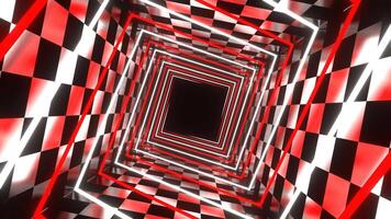 Red and White Neon Spiral Square Tunnel Background VJ Loop in 4K video