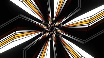White and Orange Hexagonal Neon Line Kaleidoscope Tunnel Background VJ Loop in 4K video
