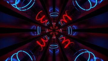 Red and Blue Neon Spirals Tunnel Background VJ Loop in 4K video