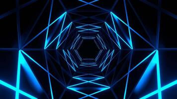 Blue Neon Light Moves Along Hexagon Grate Background VJ Loop in 4K video