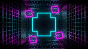 Moving Cyan and Pink Neon Figures in Tunnel Background VJ Loop in 4K video