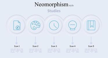 Studies set icon. A plus grade paper, artist palette, clock, globe, bookmark, academic achievements, educational tools, time management, global studies, reading vector