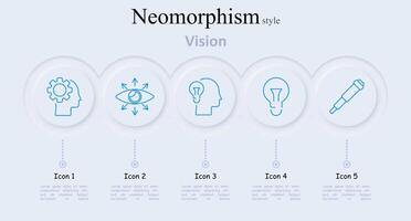 Vision set icon. Head with gear, eye, head with light bulb, telescope, vision, insight, idea, innovation, creativity, perspective, observation, foresight, imagination, mind, discovery, analysis vector
