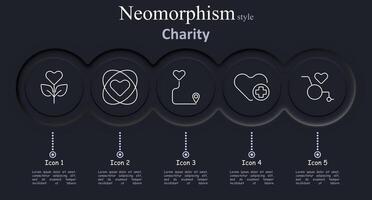 Charity set icon. Heart flower, overlapping hearts, heart with location, heart with cross, heart with wheelchair, love, support, donation, help, care. vector